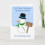 Snowman Daughter And Son In Law Christmas Card<br><div class="desc">Greeting card daughter and son-in-law Christmas card snowman design. Customise this Christmas card with any text then have it printed and sent to you or instantly download it. Should you require any help with customising then contact us through the link on this page. Daughter and her husband snowman design personalised...</div>