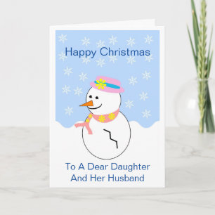 Snowman Daughter And Son In Law Christmas Card
