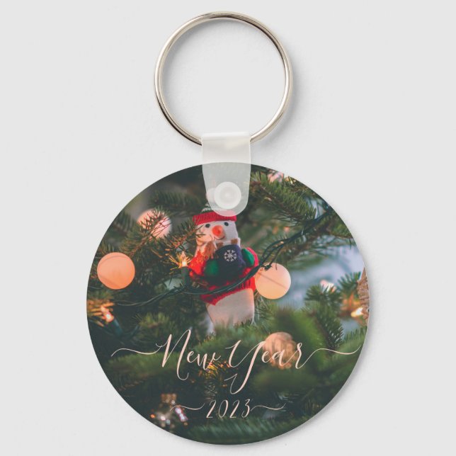 Snowman decor on the Christmas tree keychain (Front)