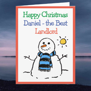 Snowman Design Happy Christmas to a Landlord Card