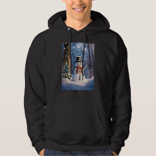 Snowman Design Man,s Basic Hooded Sweatshirt
