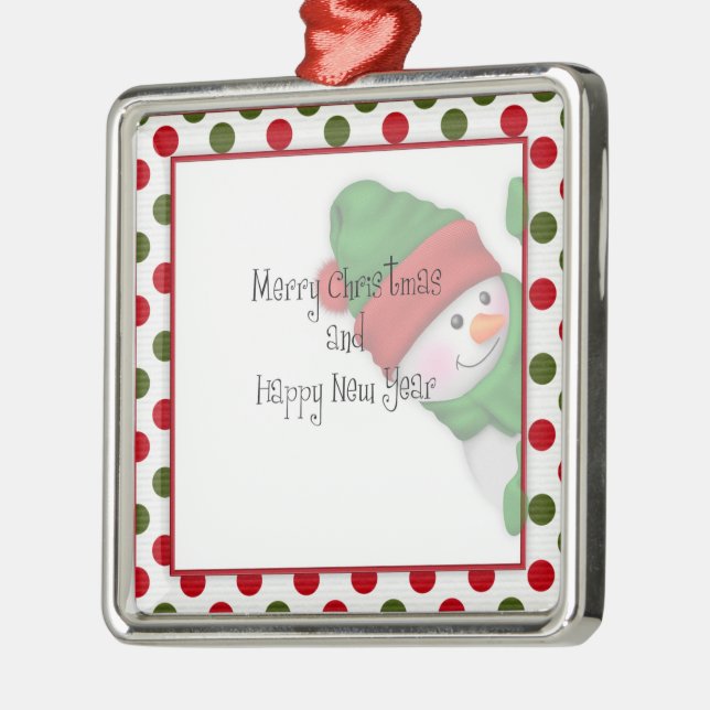 Snowman design Merry Christmas Tree Ornament (Left)