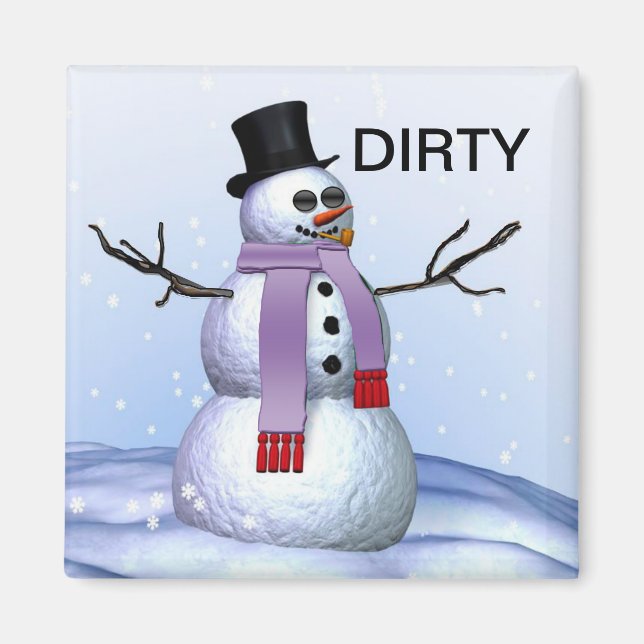 Snowman Dirty Dishwasher Christmas Magnet (Front)