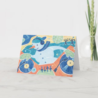 Snowman DJ Christmas Dance Party Holiday Card