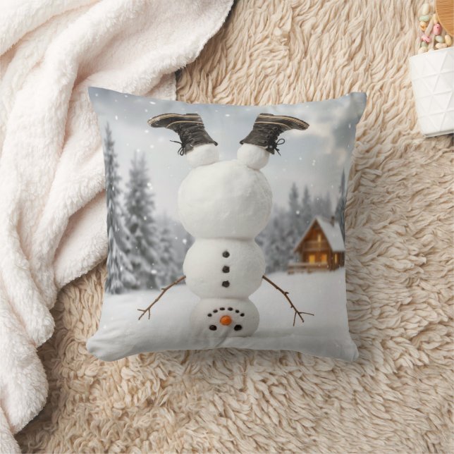 Snowman Doing a Headstand  Cushion (Blanket)
