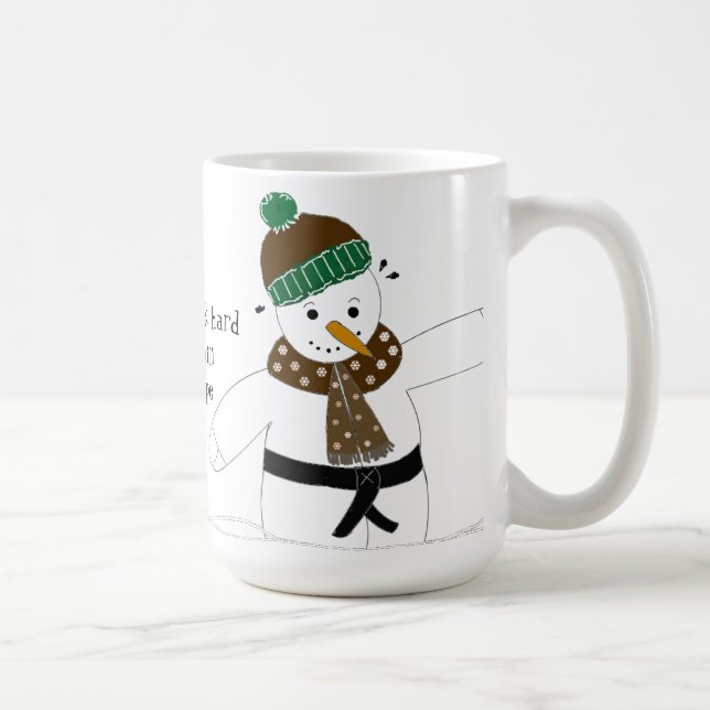 Snowman Doing Martial Arts Coffee Mug (Right)