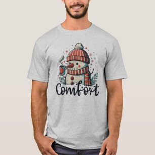 Snowman Drinking Cocoa - Funny T-Shirt