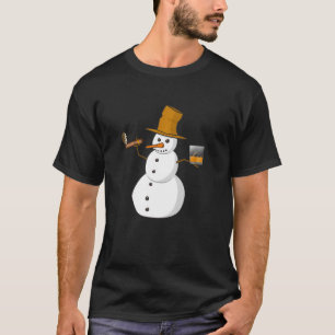 Snowman Drinking Whiskey And Smoking A Cigar T-Shirt