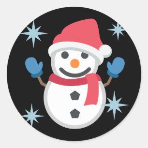 Snowman Emoji Classic Round Sticker