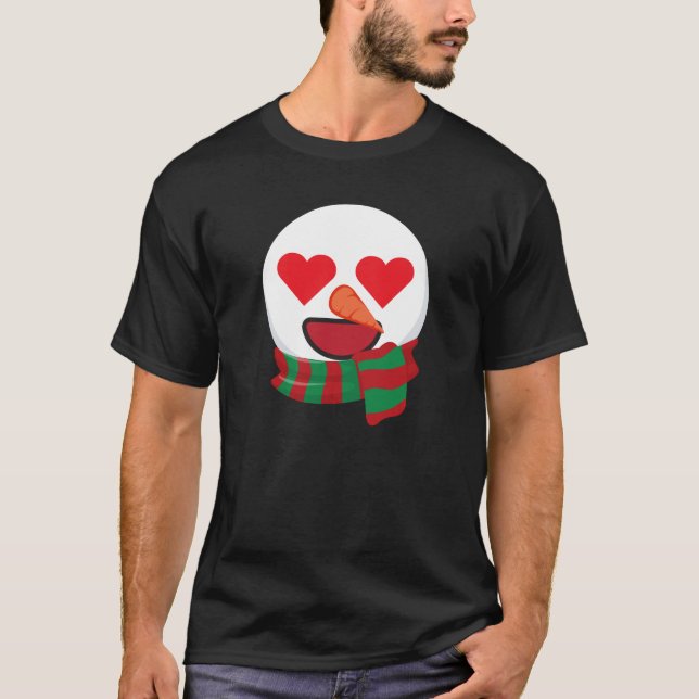 Snowman Emoticons Heart Eyes Christmas Snowman T-Shirt (Front)