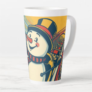 snowman enjoying a roller coaster ride latte mug