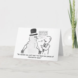 Snowman Eye Test Coal Greeting Card