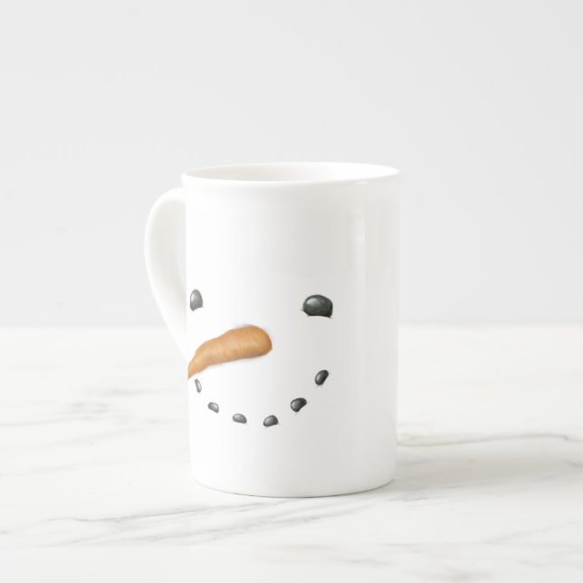 SNOWMAN FACE BONE CHINA MUG (Front Left)