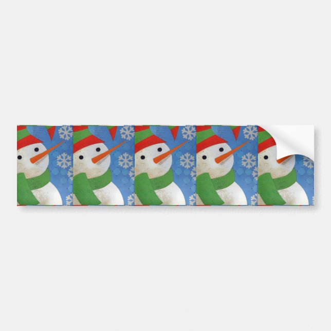 Snowman Face Bumper Sticker (Front)