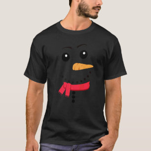 Snowman Face Carrot Nose Eyebrows Scarf Funny Chri T-Shirt