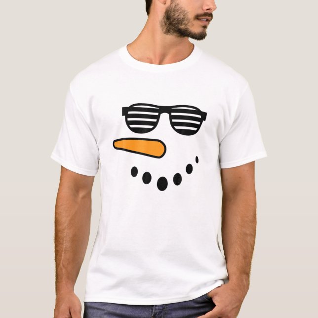 Snowman Face Carrot Nose Eyelashes Glasse For Boys T-Shirt (Front)