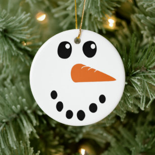 Snowman Face Ceramic Ornament