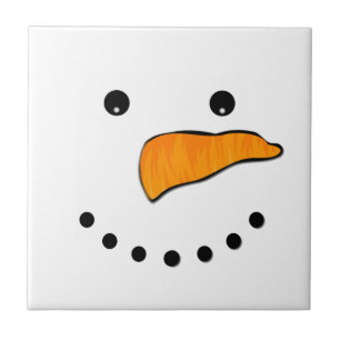 Snowman Face Ceramic Tile