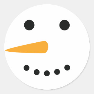 Snowman Face Classic Round Sticker