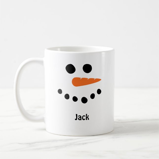 Snowman face coffee mug.  Personalise with name. Coffee Mug (Left)