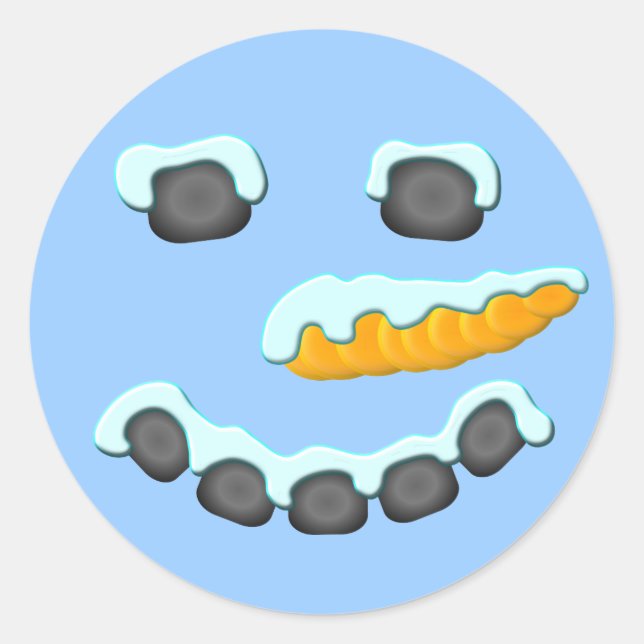 Snowman Face Design Classic Round Sticker (Front)