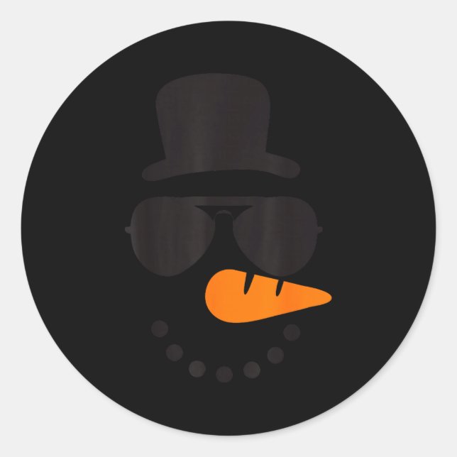 Snowman Face Family Christmas Matching Costume Men Classic Round Sticker (Front)