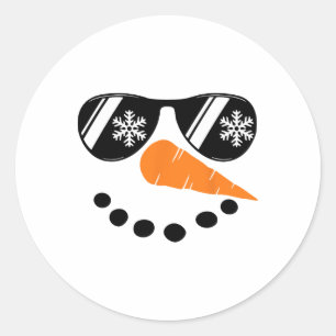 Snowman Face Family Christmas Matching Costume Men Classic Round Sticker