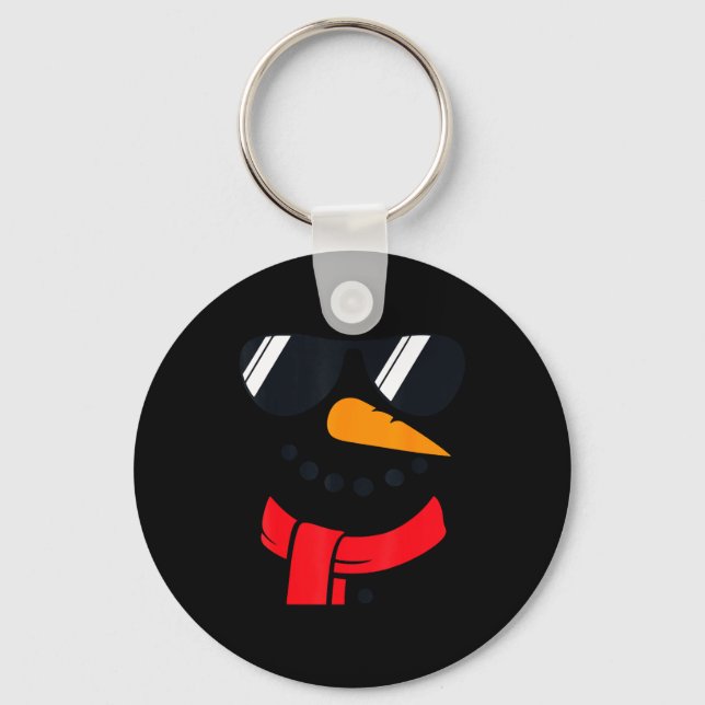 Snowman Face Family Christmas Matching Costume Men Key Ring (Front)