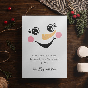 Snowman Face Kids Christmas Thank You Card