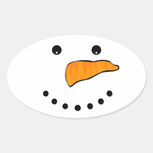 Snowman Face Oval Sticker (Front)