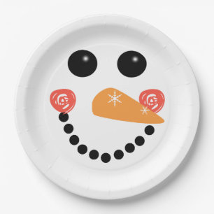 Snowman Face Paper Plate