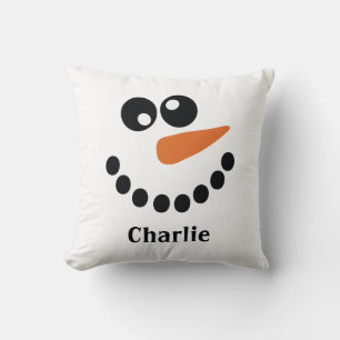 Snowman Face Personalized Cushion