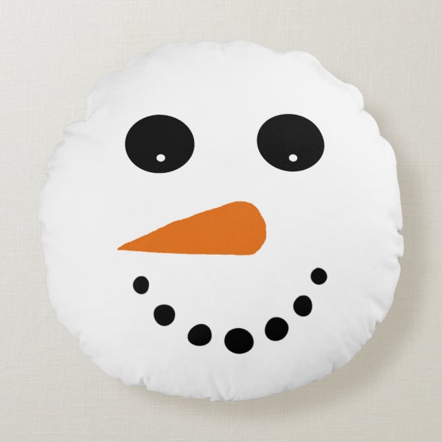 Snowman face round cushion (Front)