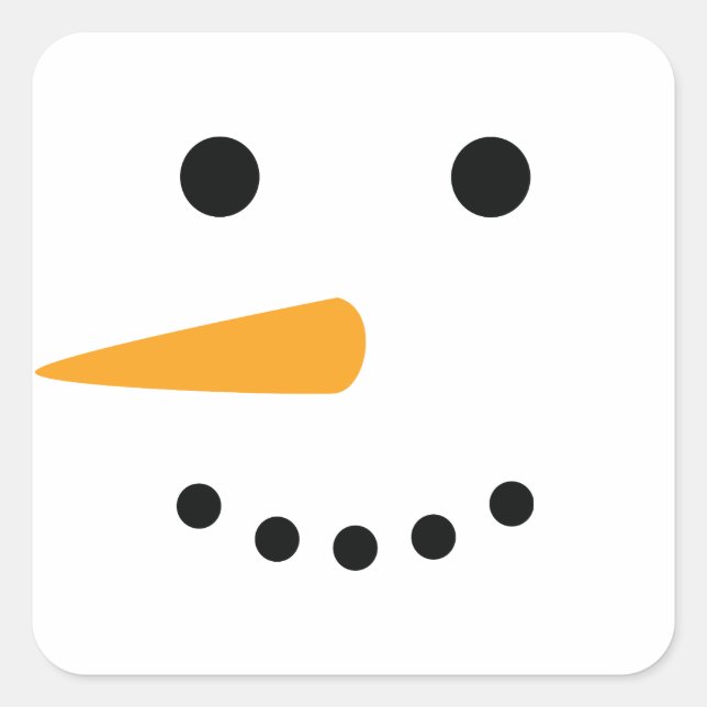 Snowman Face Square Sticker (Front)