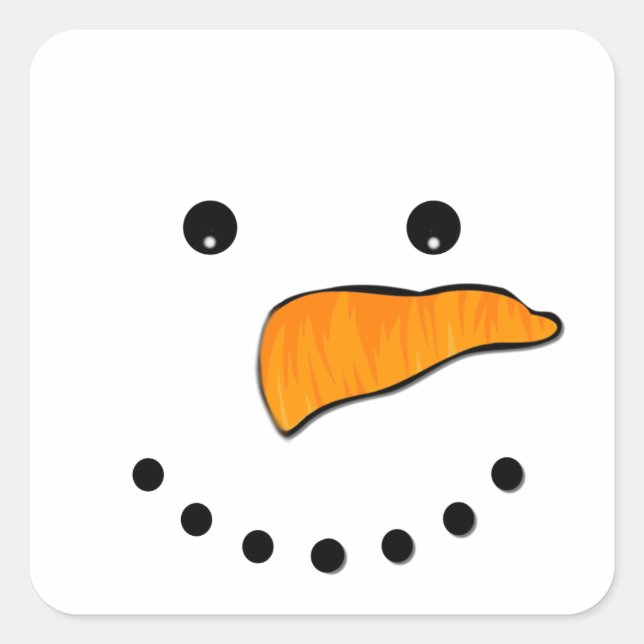Snowman Face Square Sticker (Front)