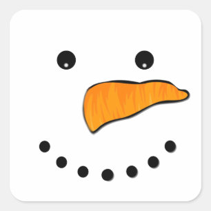 Snowman Face Square Sticker