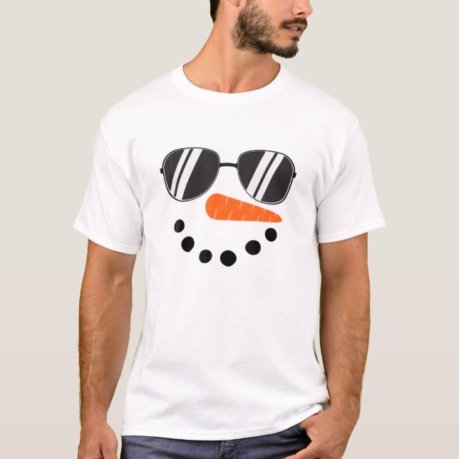 Snowman Face Sunglasses Carrot Nose Christmas Wint T-Shirt (Front)