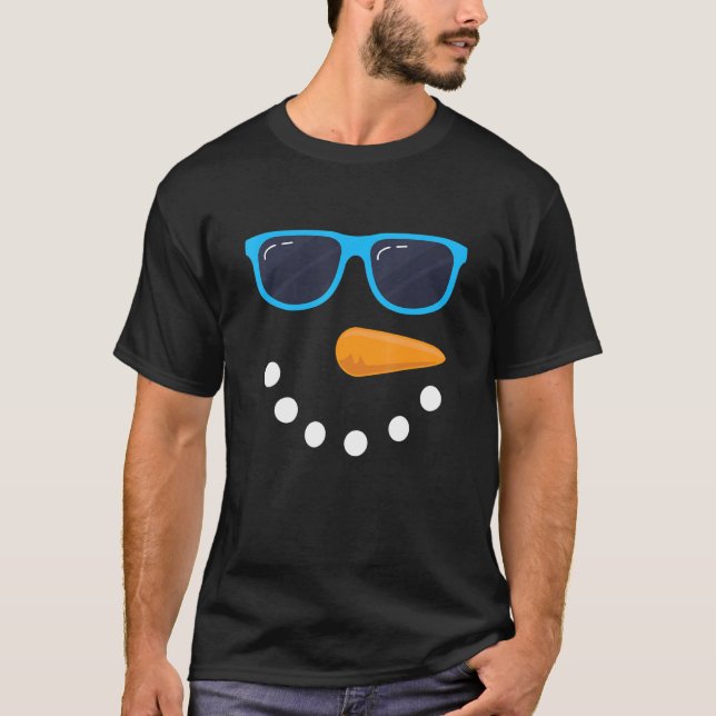 Snowman Face Sunglasses Snowman Costume T-Shirt (Front)