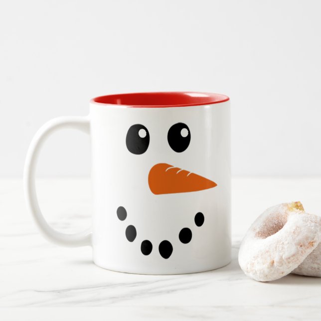 Snowman Face Two-Tone Coffee Mug (With Donut)