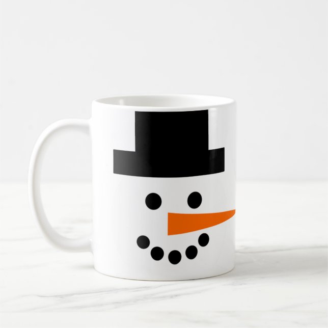 Snowman Face Winter Holiday Coffee Mug (Left)