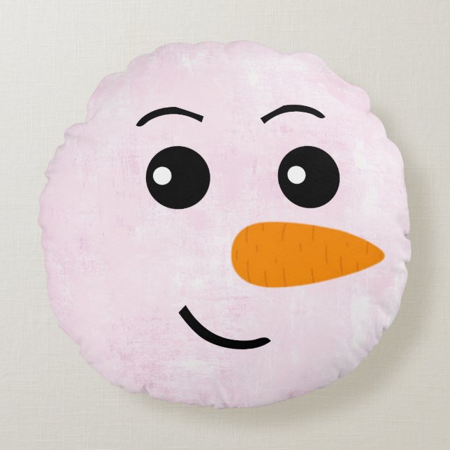 Snowman Face Winter  Round Cushion (Front)