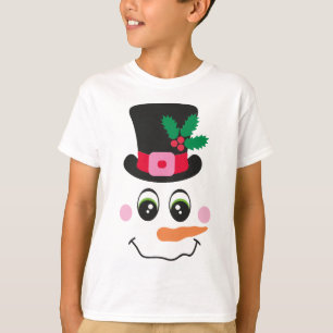 Snowman Face With Hat T-Shirt for Kids