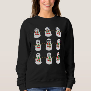 Snowman Faces Characters Cute Christmas Kids Sweatshirt