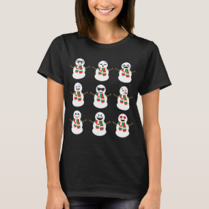 Snowman Faces Characters Cute Christmas T-Shirt
