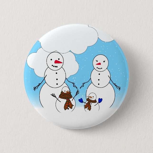 Snowman Family 6 Cm Round Badge (Front)