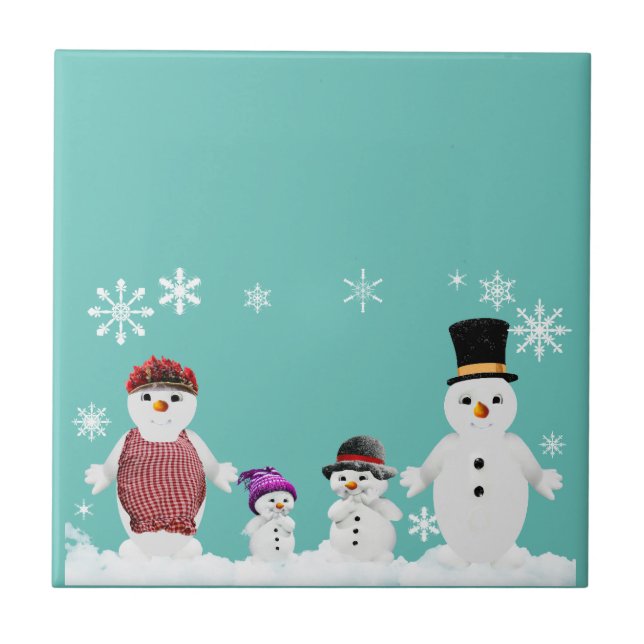 snowman family ceramic tile (Front)