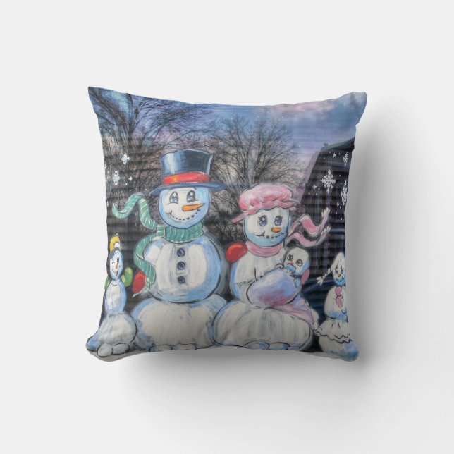 Snowman Family Cushion (Front)