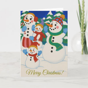 Snowman Family Folded Greeting Card