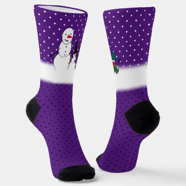 Snowman Family Halloween  Socks (Angled)