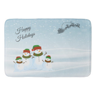 Snowman Family Holiday Bath Mat